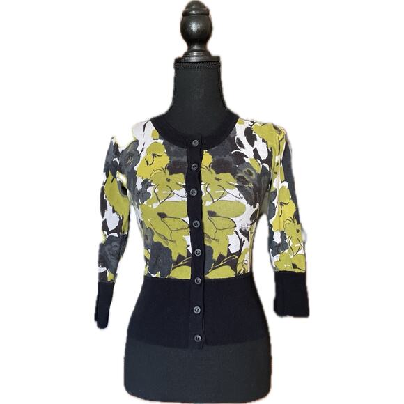 Valerie Bertinelli Button Down Cardigan Blue Green White 3/4 Sleeve XS - Picture 1 of 7